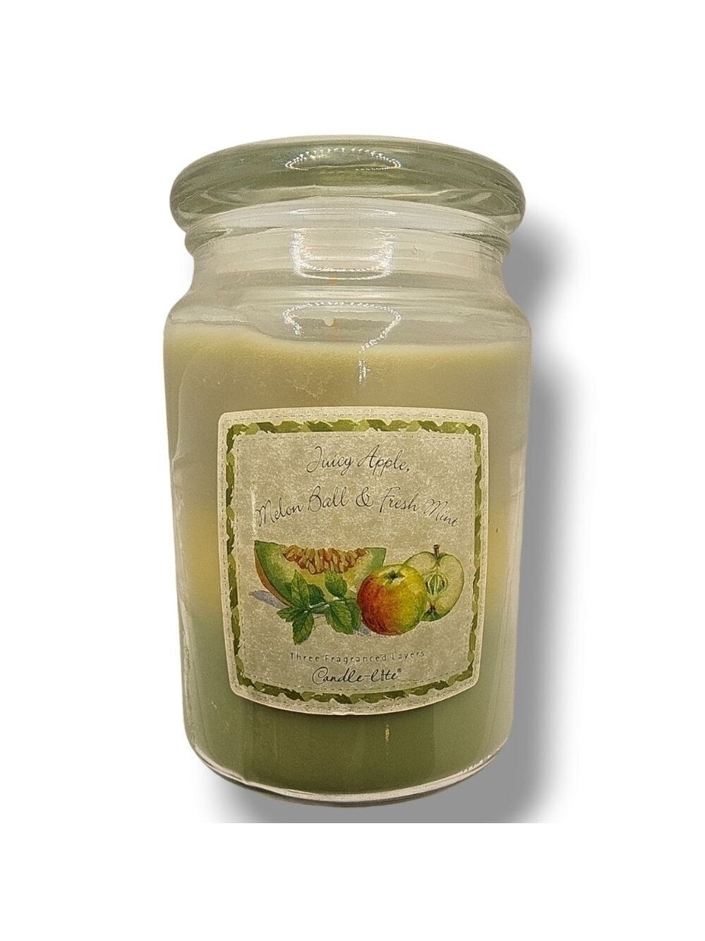 Candle Lite 3 Layer Candle Juicy Apple Melon Ball Fresh Mint 22 oz Retired Rare
